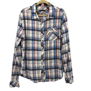 Zanerobe Women's Plaid Cotton Linen Shirt Top Sz L Blouse Australia Made